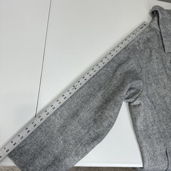 Old Navy Twill Double Breasted Coat Womens 2X Gray Long Slouchy Old Money Jacket - Picture 13 of 15